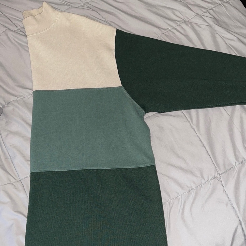Green and tan turtleneck